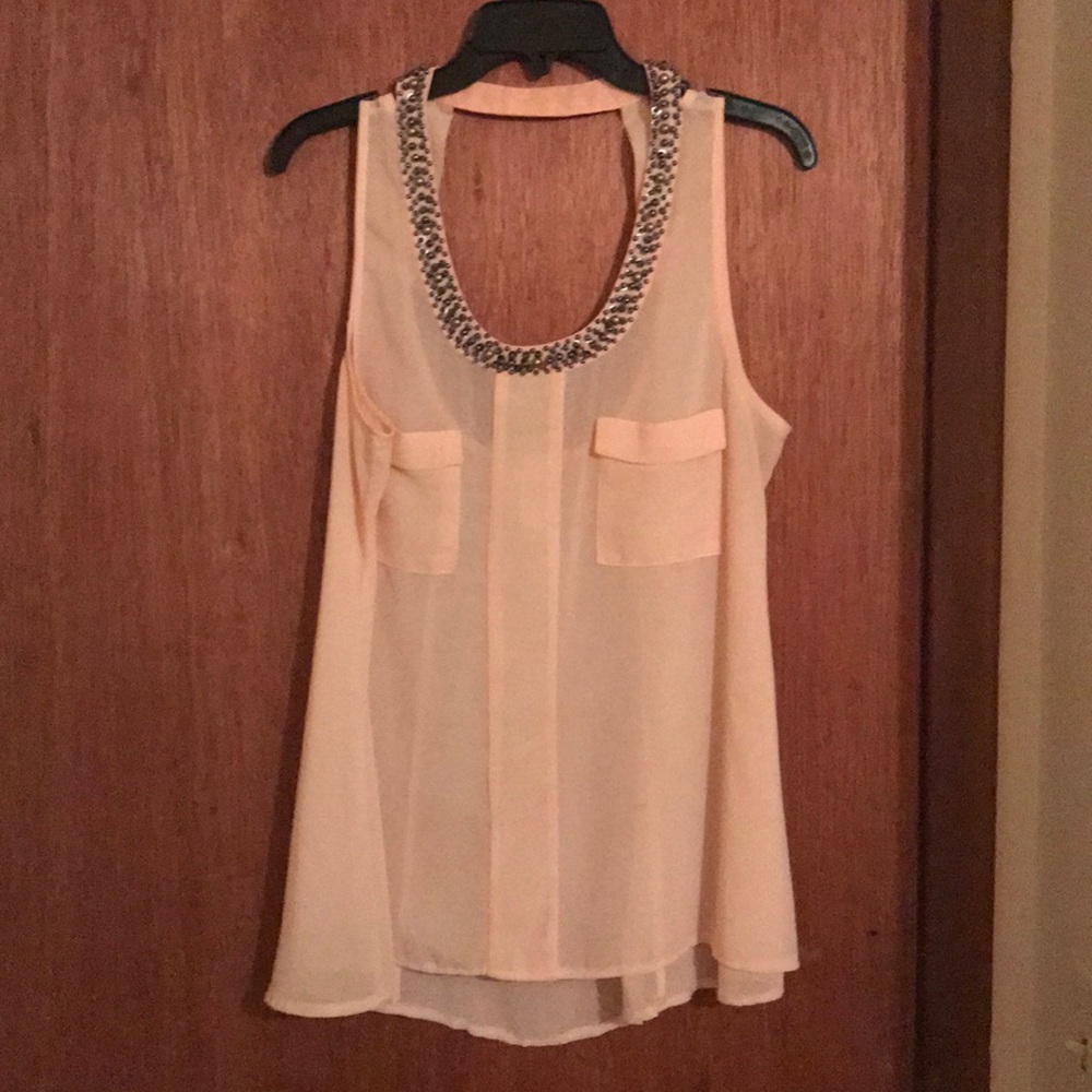 Light Pink Chiffon Tank Top